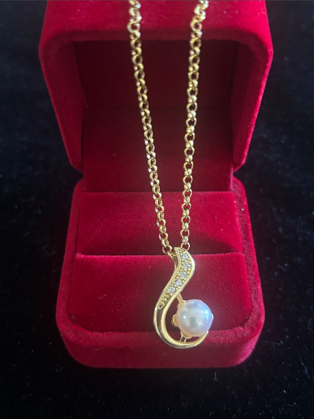 20” 18k Gold-Filled Pearl & Crystal Drop Pendant Necklace - White Pearl